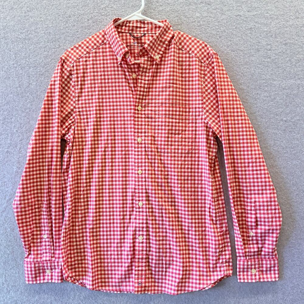 Vineyard Vines Shirt Mens Small Red Performance On The Go Gingham Plaid OTG Brrr